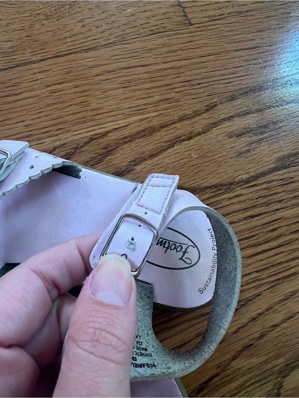 FootMates Light Pink Scalloped Buckle Sandals - Picture 3 of 6
